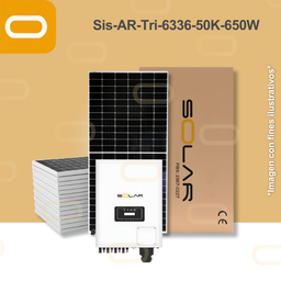 [Sis-AR-Tri-6336-50K-650W] Sistema atado a la red Trifásico 6336 kWh al mes / 50K-650W
