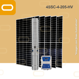 [Sis-25-106-HV-4SSC-4-205-180-1500-HV-PM650W] Sistema Bomba Solar Sumergible 4SSC-4-205-HV-650W