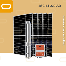 [Sis-25-210-AD-4SC-14-220-530-5500-AD-PM650W] Sistema Bomba Solar Sumergible 4SC-14-220-AD-650W