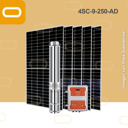 [Sis-25-203-AD-4SC-9-250-530-4000-AD-PM650W] Sistema Bomba Solar Sumergible 4SC-9-250-AD-650W