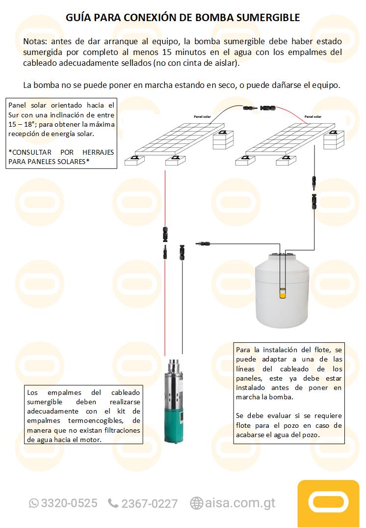 Diagrama de instalación  Sistema solar bomba sumergible 48I