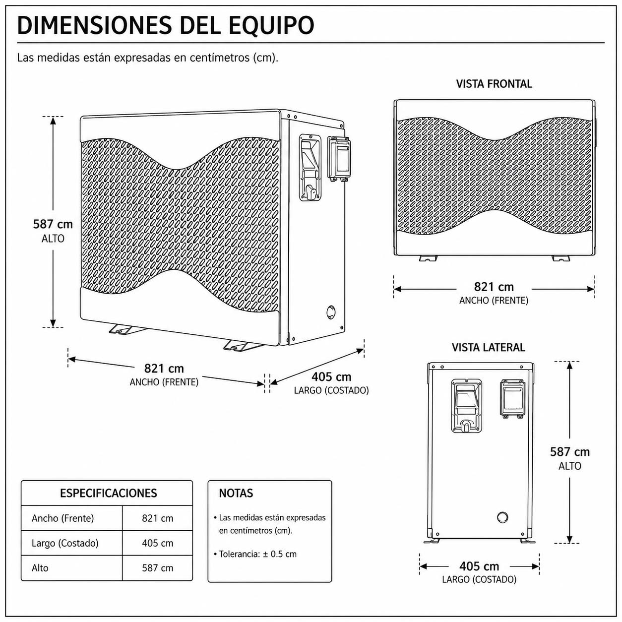 Dimensiones fisicas de Bomba de Calor 10TG1 / 35,000BTU